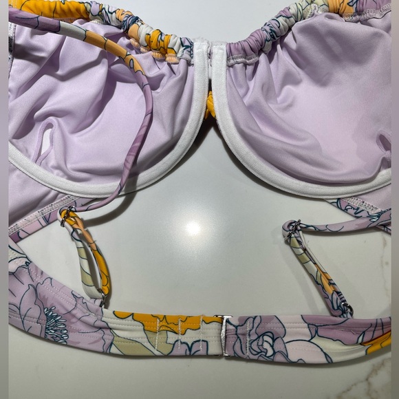 CUPSHE Suit, bikini, Purple/orange flower design, Size L - Picture 8 of 11